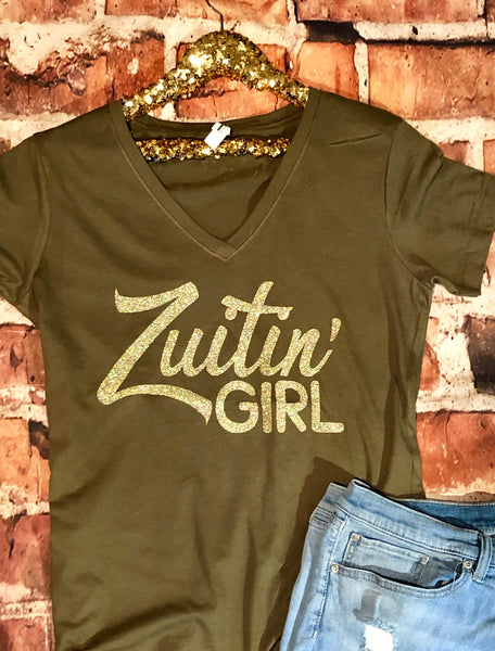 Zuitin’ Girl (Olive green with glitter)