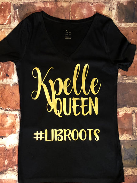Kpelle Queen (LIB Roots) - black and Gold  V-neck