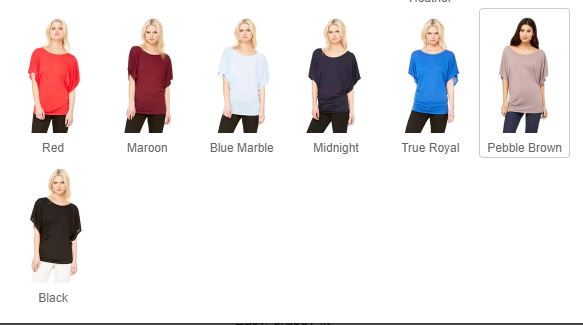 Scoop /Off the Shoulder Tshirt Color Options