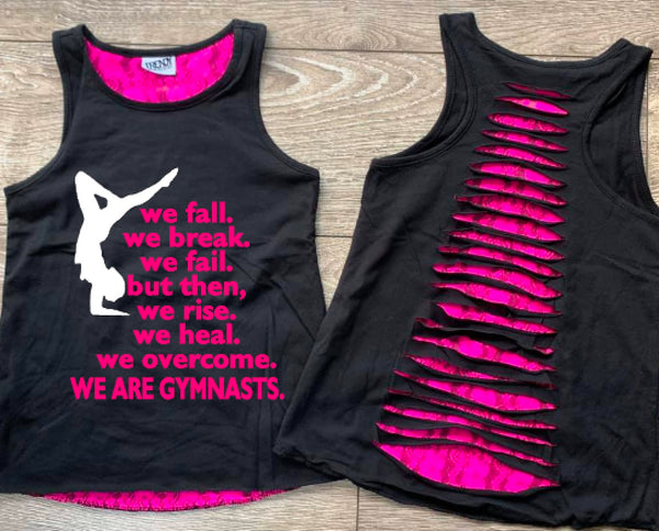 I am a Gymnast (Pink lace cutout tank)