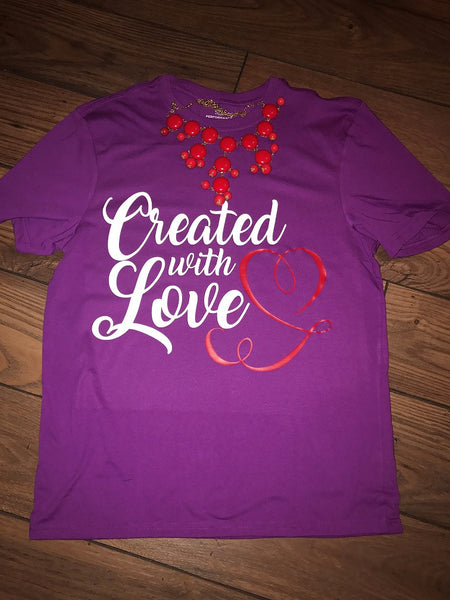 Created with Love...Purple, Red, and White Tee - ON SALE