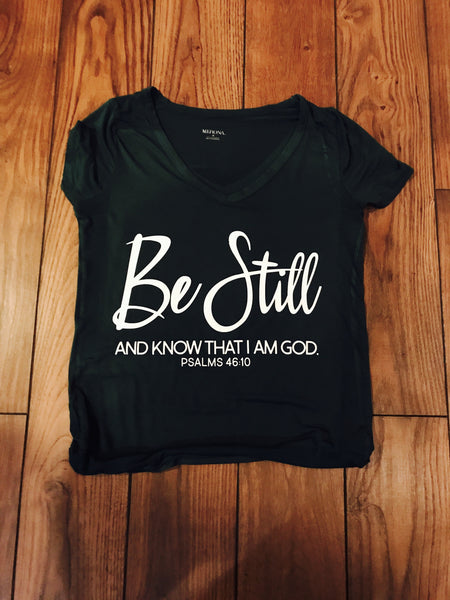 Short Sleeve Flowy "Be Still and Know" - Heather Gray Medium Shirt